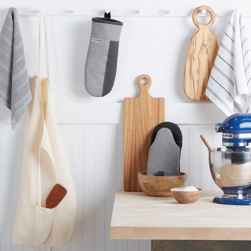 KitchenAid Beacon Two-Tone Non-Slip Oven Mitt Set  Cool Grey/Frost Grey  5.75""x13""  2 Piece - Image 2