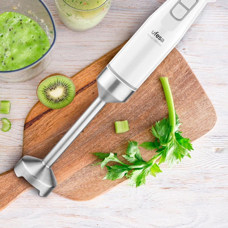 Ufesa Venus Max 1200W Hand Blender with Turbo Function, 4 Stainless Steel Blades, Variable Speed, Splash Proof Design, 3-in-1 Set with Chopper, Whisk and Measuring Cup - Image 5