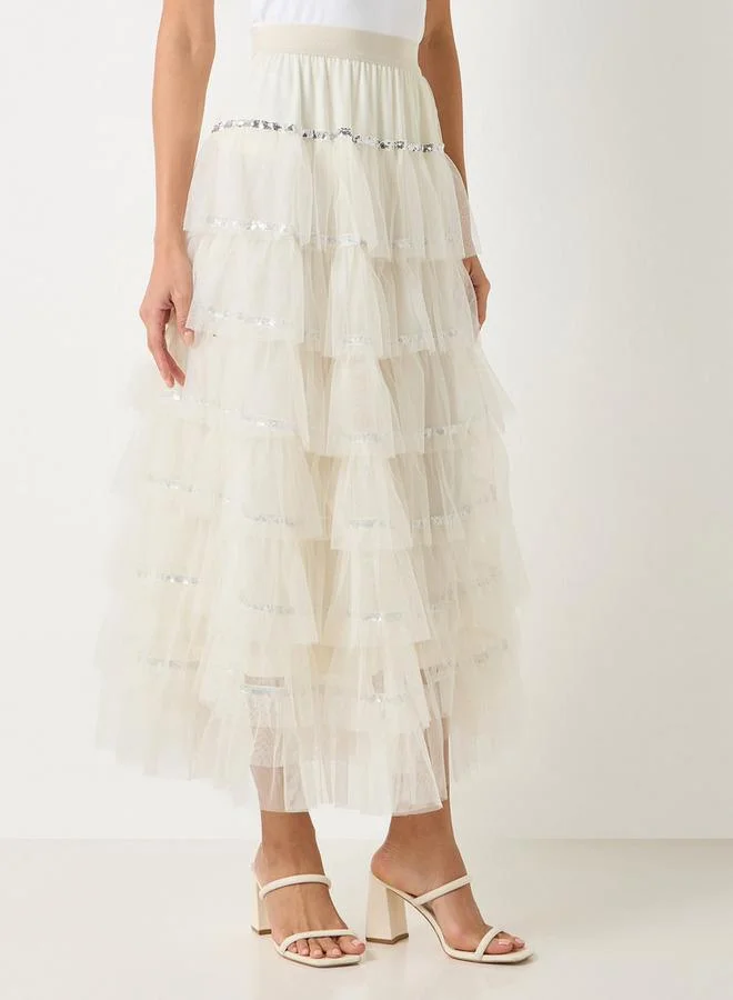 2Xtremz 2Xtremz Tiered Maxi A-Line Skirt with Elasticated Waistband