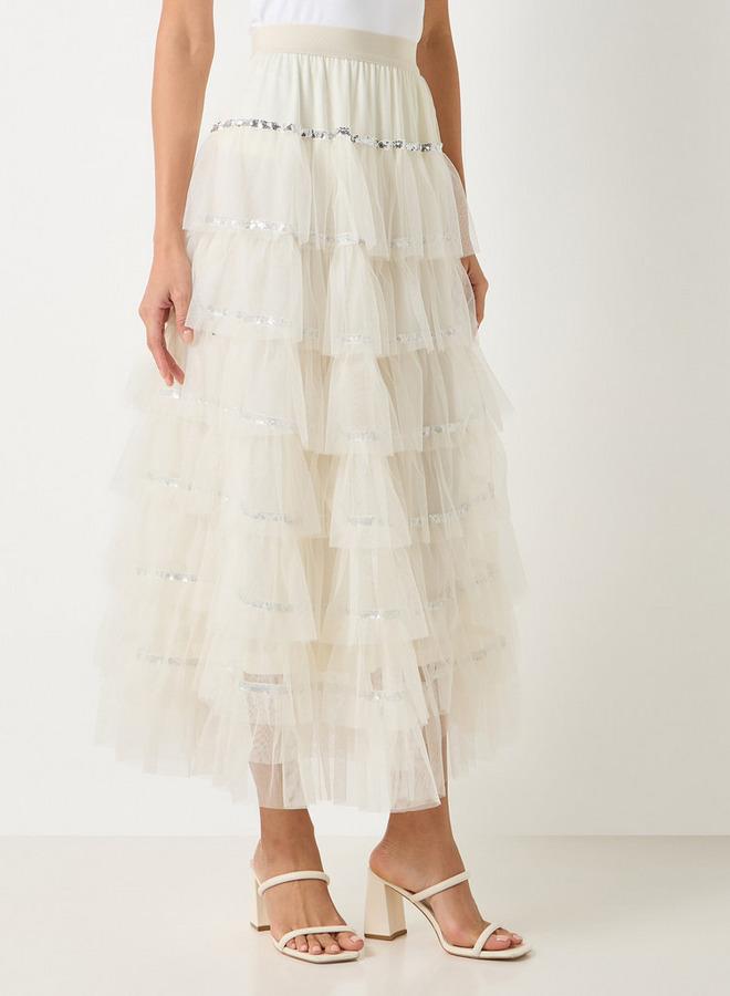 2Xtremz Tiered Maxi A-Line Skirt with Elasticated Waistband - Image 1