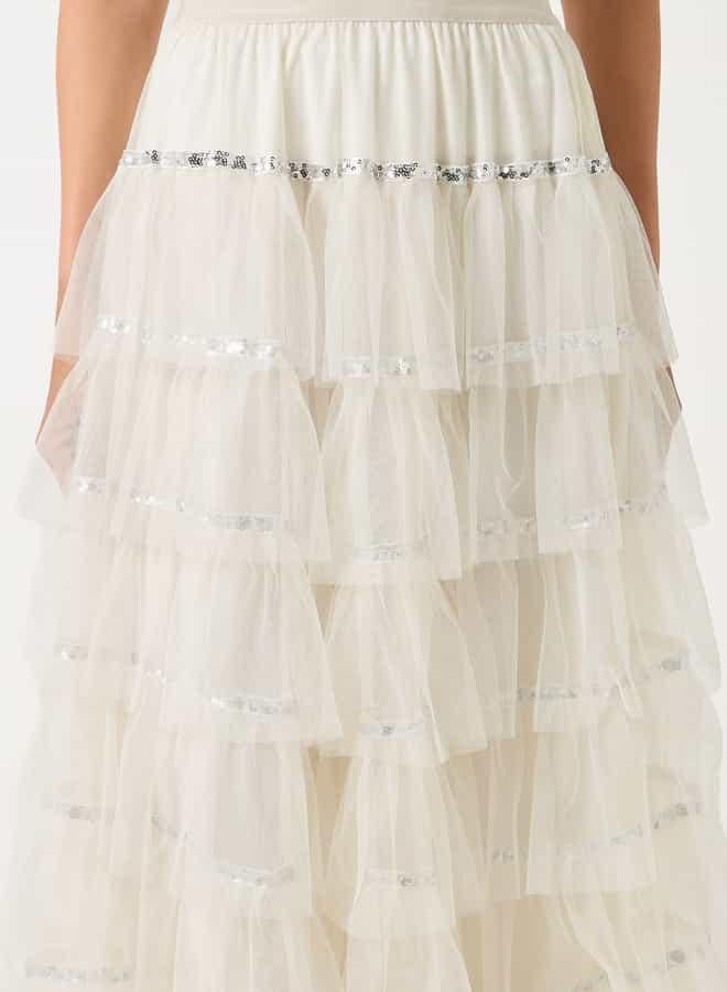 2Xtremz Tiered Maxi A-Line Skirt with Elasticated Waistband - Image 4