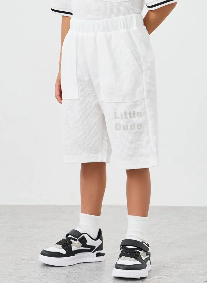Styli Styli Contrast Tipping Waffle Knit T-Shirt and Shorts Set
