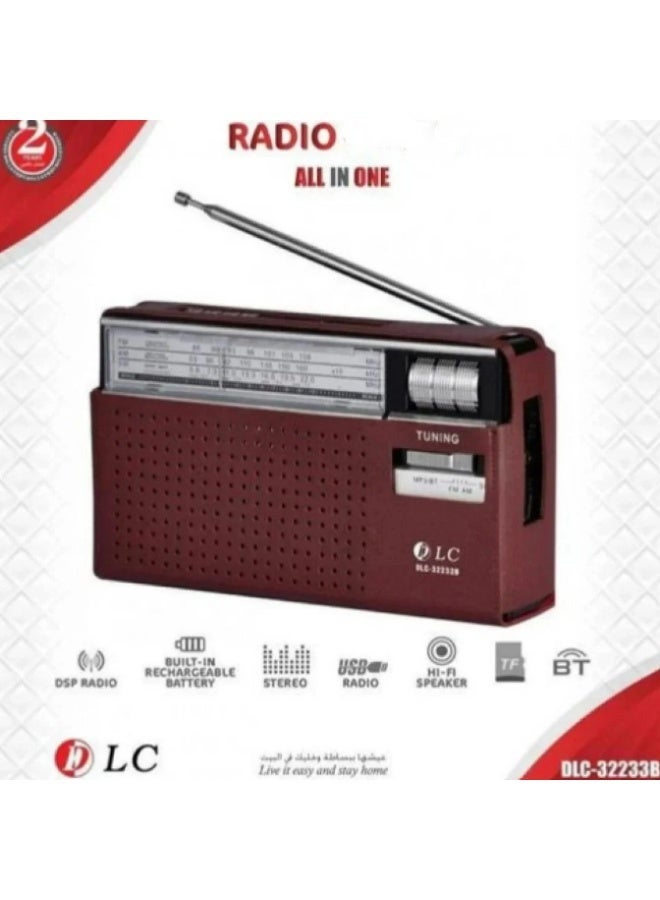 D L C All In One Portable Radio with Bluetooth USB TF and Rechargeable Battery - Image 1