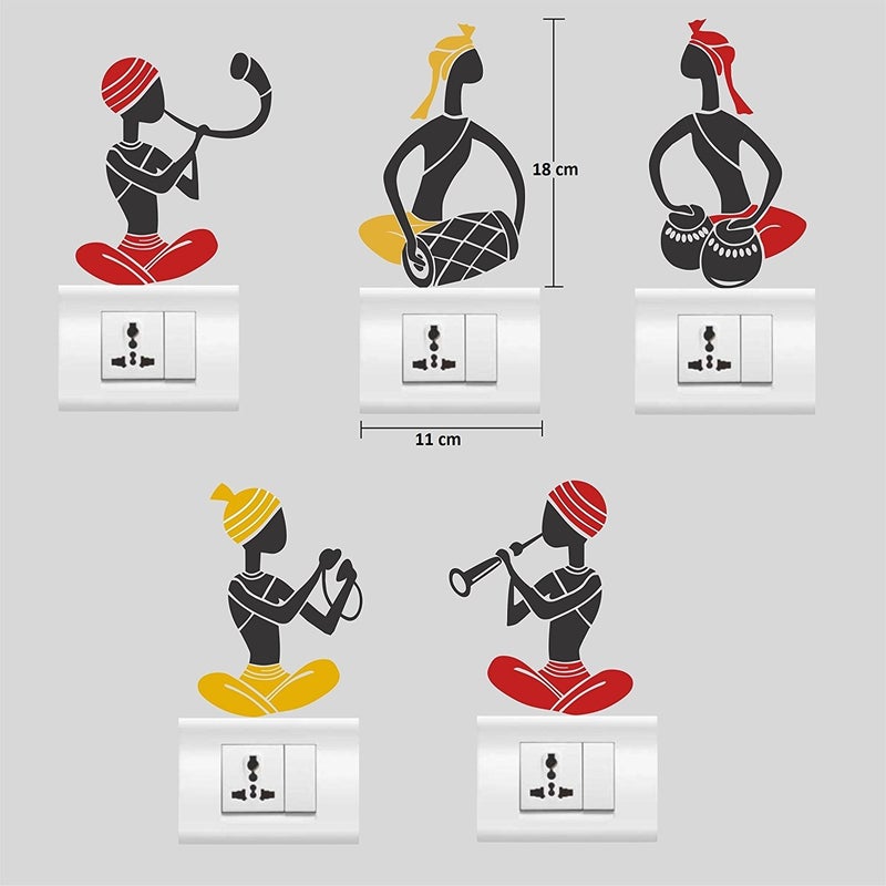 DecorVilla Decor Villa Musician Switch Board Wall Sticker PVC VinylSize 23 cm x 23 cm Multicolor - Image 2