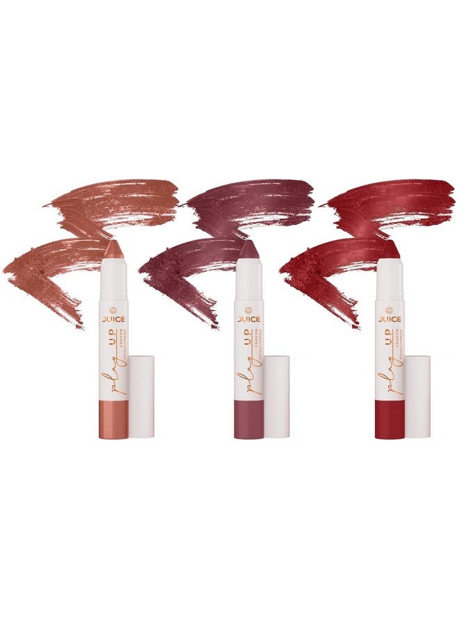 JUICE Play Up Lip Crayon-Play long games with transfer-proof rich color 3pc Combo Set(Barely There-MCR01, Stay-On Spice-MCR05, Flame On-MCR10) - Image 1