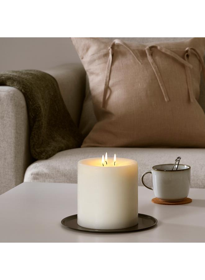 Zaboon Unscented block candle, 3 wicks, white - Image 2