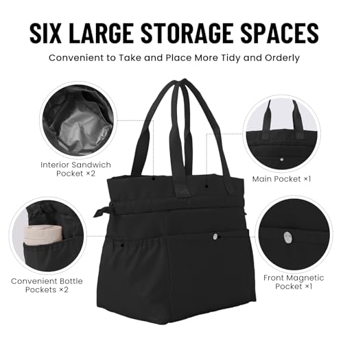MEXS Lunch Bag for Women Reusable Drawstring Insulated Lunch Box Stain-Resistant Large Cinch Closure Lunch Bags for Work Office - Image 4