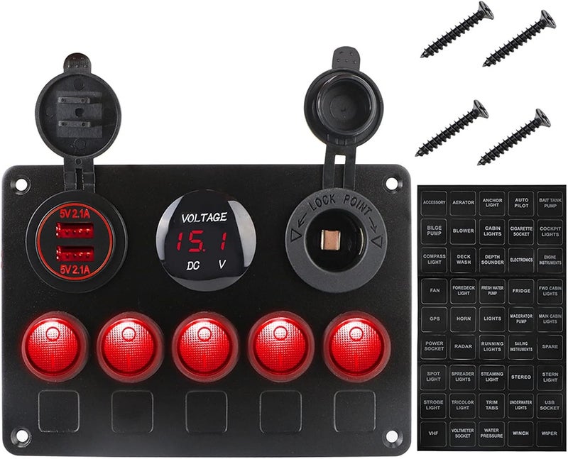 Wivplex Waterproof Car Switch Panel with Dual USB Ports - Image 1