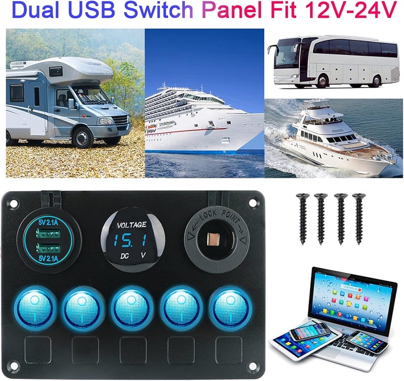 Wivplex Waterproof Car Switch Panel with Dual USB Ports - Image 5