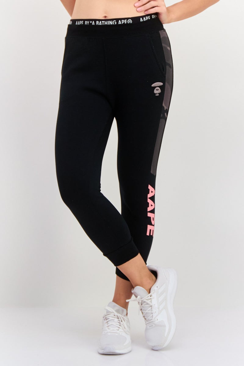 Aape By A Bathing Ape Women Regular Fit Straight Leg Plain Pants, Black Combo - Image 1