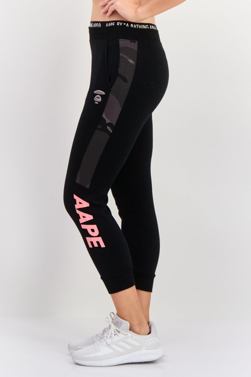 Aape By A Bathing Ape Women Regular Fit Straight Leg Plain Pants, Black Combo - Image 2