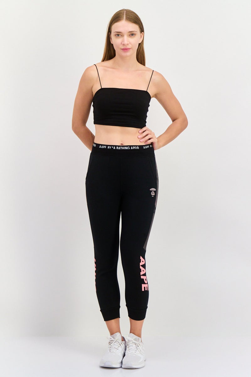 Aape By A Bathing Ape Women Regular Fit Straight Leg Plain Pants, Black Combo - Image 4