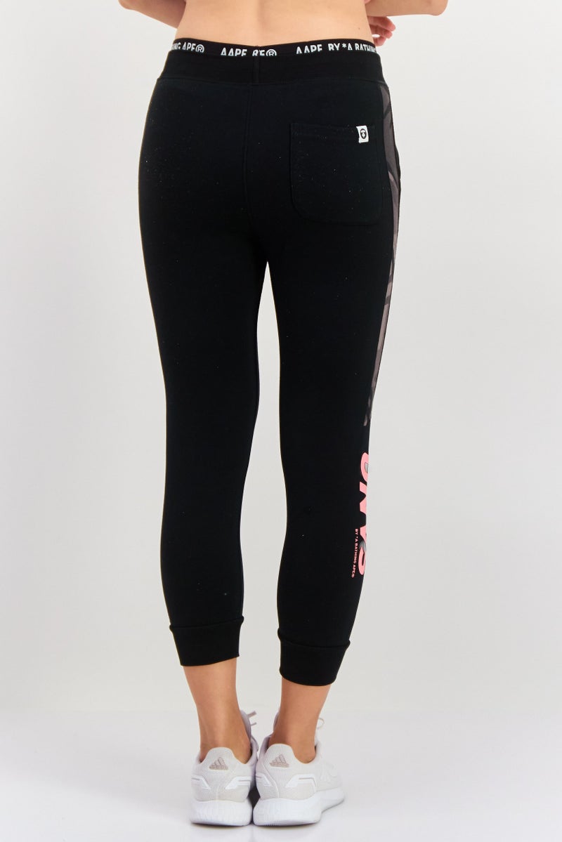 Aape By A Bathing Ape Women Regular Fit Straight Leg Plain Pants, Black Combo - Image 3