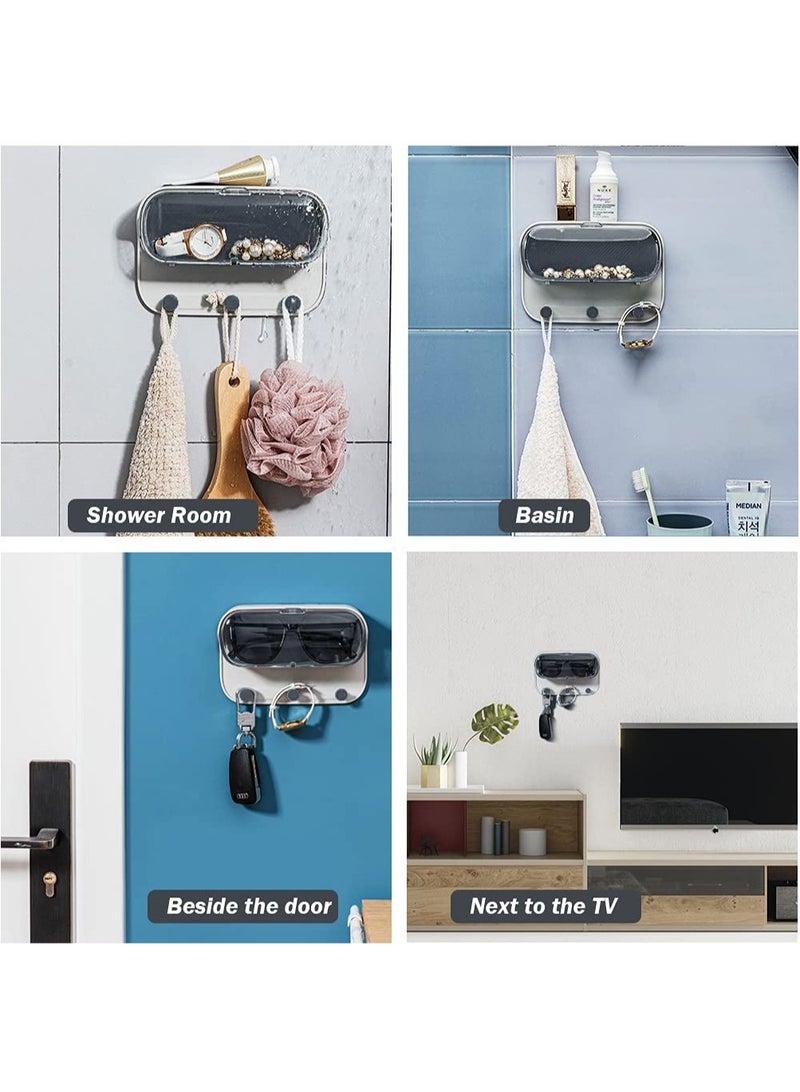 Zikra Glasses Holder, Wall Mount Shower Glasses Holder Bathroom case Mount Shelf, Bathroom Glasses Shelf Shower Glass Mirror Shower Mount Storage Box Phone Holder - Image 5