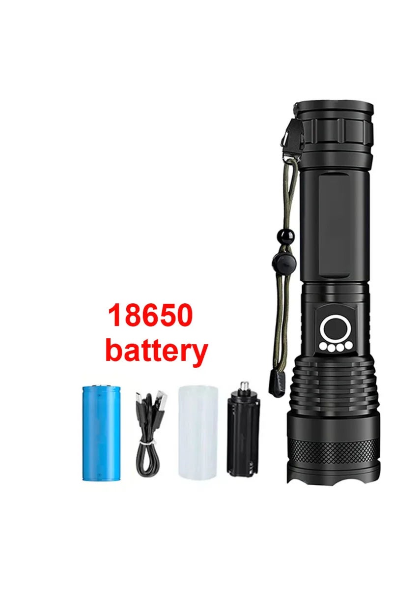 18650 battery High Power LED Flashlight Rechargeable 5 Mode Aluminum Alloy Telescopic Zoom Torch Tac