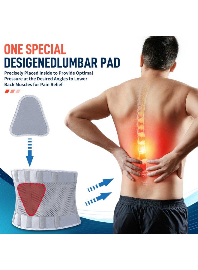 FEATOL FEATOL Back Brace for Lower Back Pain Women, Breathable Back Support Belt for Women & Men with Lumbar Pad, Lumbar Support Belt for Heavy Lifting & Work, Scoliosis, Grey, L/XL (Circumference:30-38.6")  - Image 1
