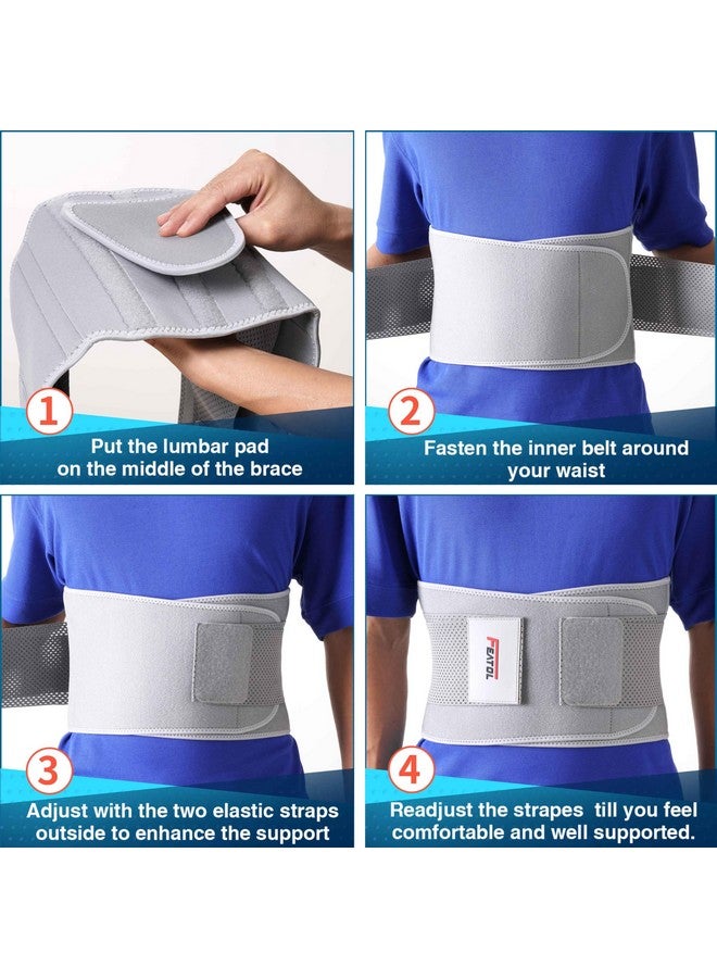 FEATOL FEATOL Back Brace for Lower Back Pain Women, Breathable Back Support Belt for Women & Men with Lumbar Pad, Lumbar Support Belt for Heavy Lifting & Work, Scoliosis, Grey, L/XL (Circumference:30-38.6")  - Image 4