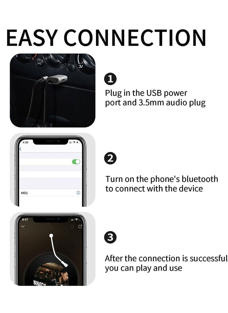 1 Pack Wireless Car Adapter - FM Radio Speaker, Wireless 5.1 Car Audio Transmitter, Wireless Transmitter, Audio Receiver, Player Car Kit Handsfree Microphone Universal Universal
