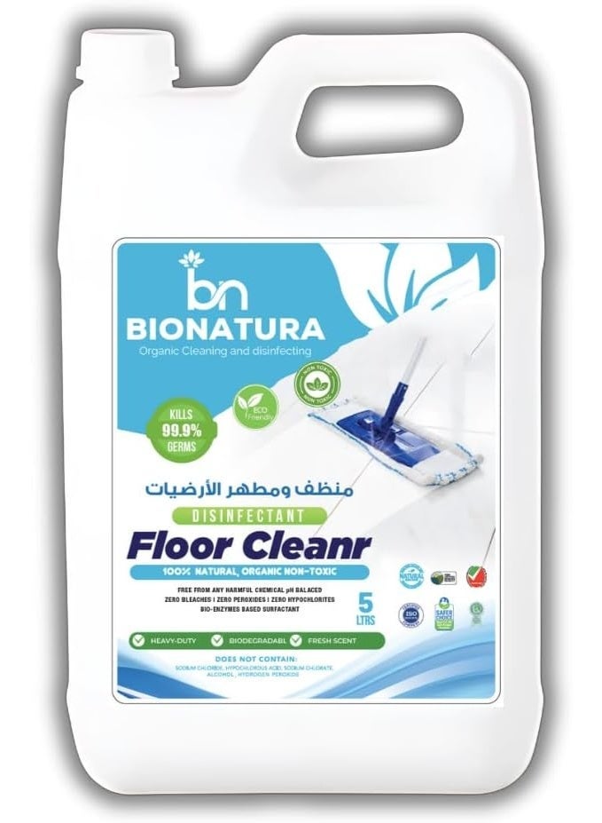 بيوناتورا BioNatura Organic Floor Cleaner | 5 Litres | Eco-Friendly Disinfectant | Fresh Scent | Safe for All Floor Types | Non-Toxic, Plant-Based Formula - Image 1