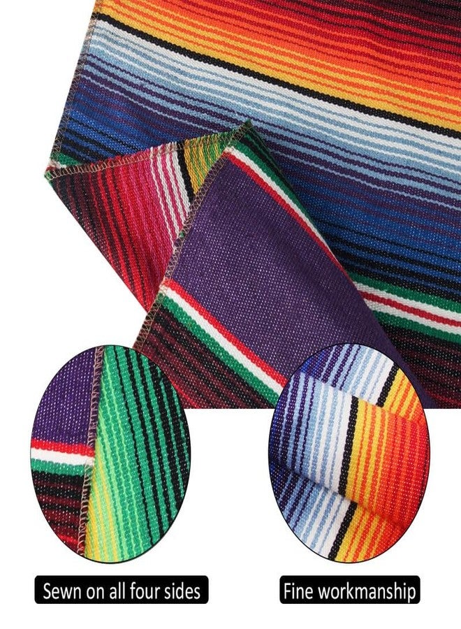 DUNCHATY Mexican Table Runner for Cinco de Mayo Decorations 4 Pcs 14" x 108" Hand Woven Serape Table Runner Fringe Cotton Mexican Fiesta Table Runner for Outdoors Wedding & Taco Tuesday Decor - Image 3
