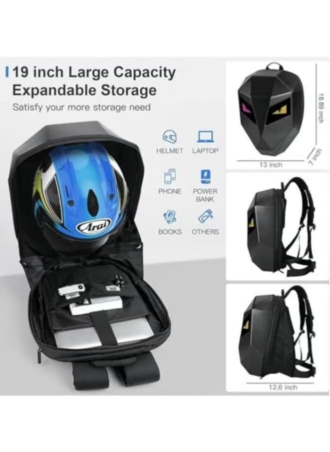 ELTRAZONE - LED Motorcycle Backpack, Waterproof Hard Shell Laptop Bag for Men, DIY Programmable Full Color Screen – Stylish & Functional Backpack with Customizable Display - Image 1