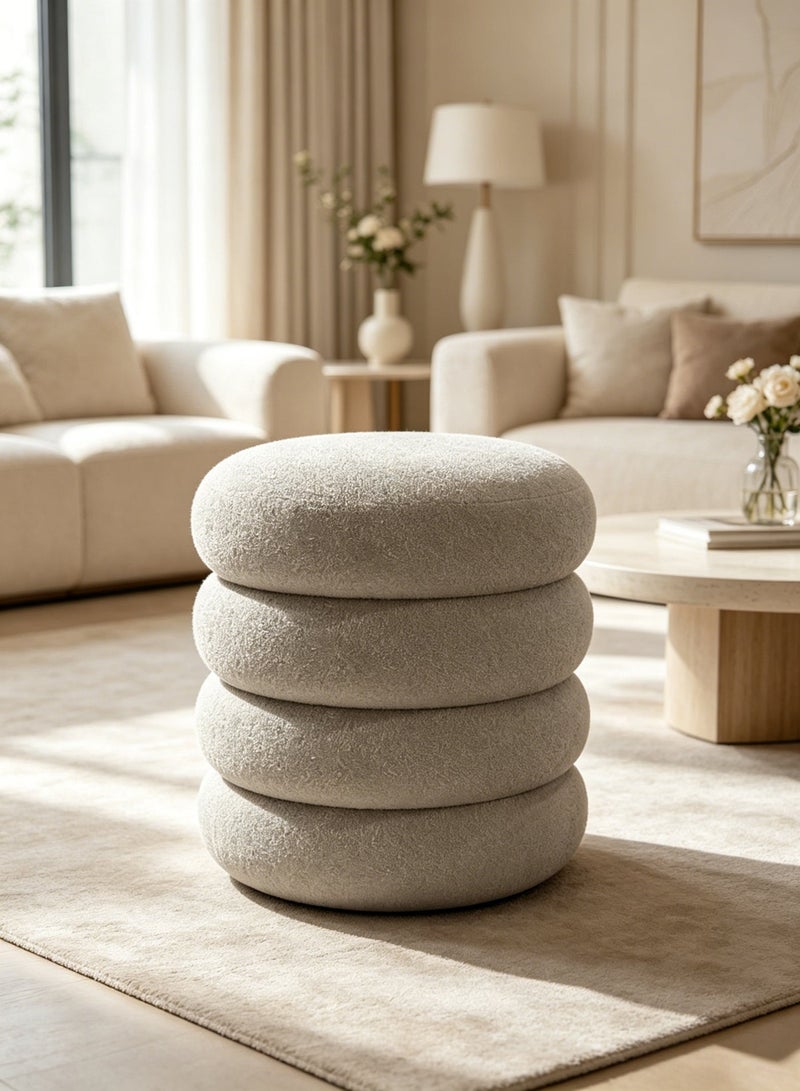 Footrest Ottoman,Fabric Vanity Chair,Four-Tiered Stool Living Room Chair, Lambswool Fabric Footrest Dressing Chair,Stackable,Solid Wood,Bedroom Bench With Padded Seat For Makeup Room LiVing Room Office - Image 3
