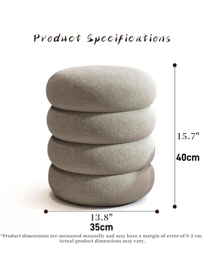Footrest Ottoman,Fabric Vanity Chair,Four-Tiered Stool Living Room Chair, Lambswool Fabric Footrest Dressing Chair,Stackable,Solid Wood,Bedroom Bench With Padded Seat For Makeup Room LiVing Room Office - Image 2