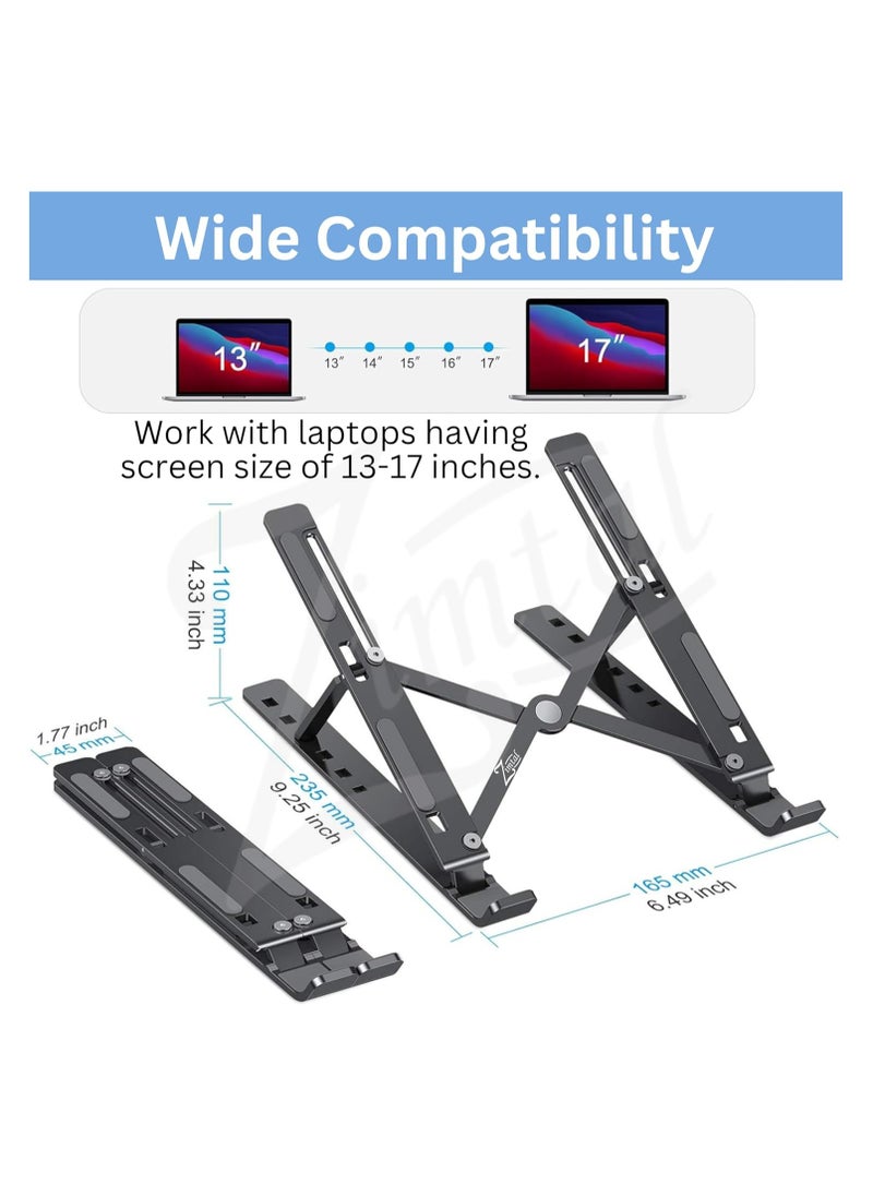 Zimtal Laptop Stand for Desk by Zimtal Adjustable Ergonomic Portable Aluminum Holder for Laptop 6 Angles Anti-Slip Riser Compatible with 9-15.6 inch Laptops (Black)  - Image 2