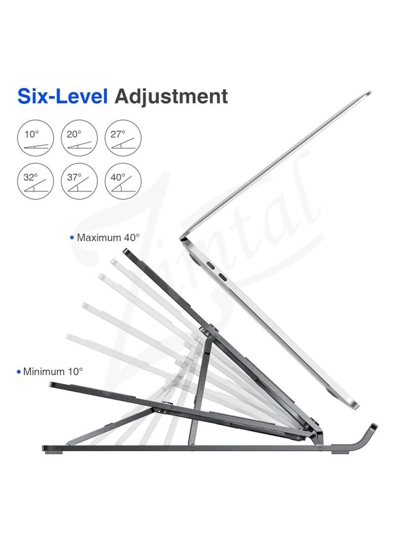 Zimtal Laptop Stand for Desk by Zimtal Adjustable Ergonomic Portable Aluminum Holder for Laptop 6 Angles Anti-Slip Riser Compatible with 9-15.6 inch Laptops (Black)  - Image 3