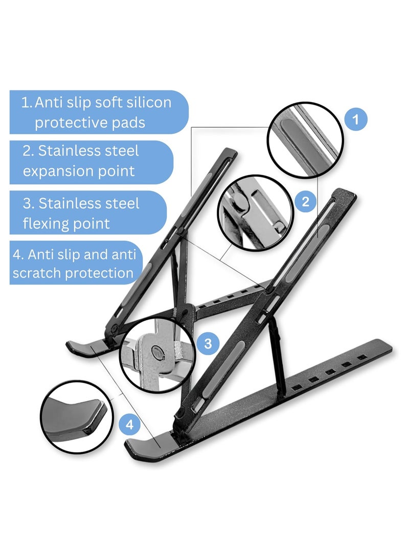 Zimtal Laptop Stand for Desk by Zimtal Adjustable Ergonomic Portable Aluminum Holder for Laptop 6 Angles Anti-Slip Riser Compatible with 9-15.6 inch Laptops (Black)  - Image 4