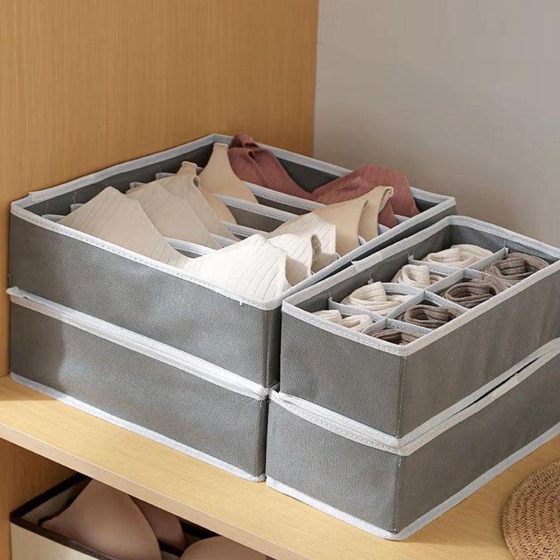 Four-piece underwear storage box set, fabric bra storage box with 6, 7, 8, or 24 compartments. - Image 4