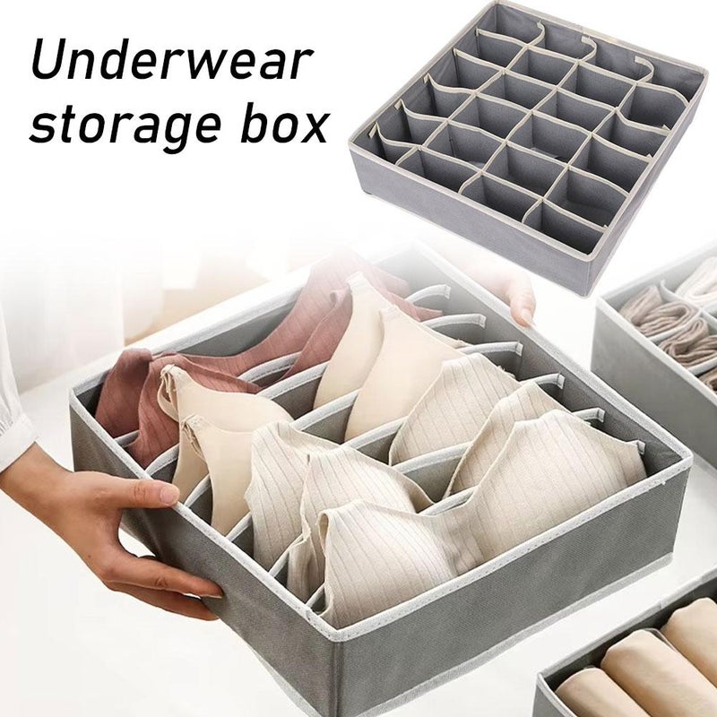Four-piece underwear storage box set, fabric bra storage box with 6, 7, 8, or 24 compartments. - Image 3