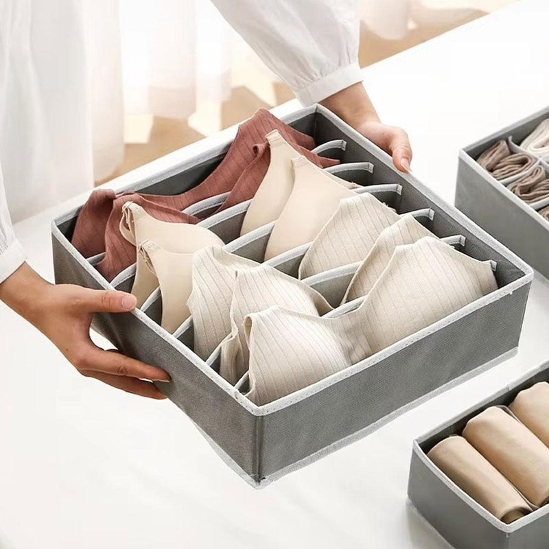 Four-piece underwear storage box set, fabric bra storage box with 6, 7, 8, or 24 compartments. - Image 5