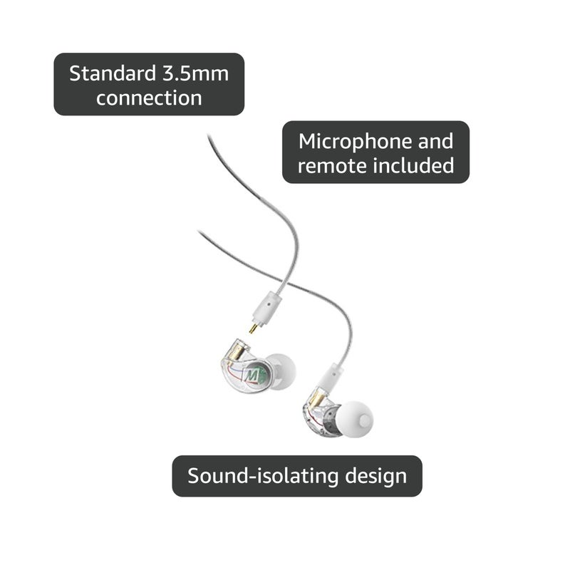MEE Audio سماعات مونيتر داخل الأذن MEE Audio M6 PRO للموسيقيين، الجيل الثاني مع صوت محسن، خطافات أذن من الذاكرة وكابلات قابلة للاستبدال، سماعات أذن احترافية لعزل الضوضاء، تشمل كابلين (شفاف) - Image 4