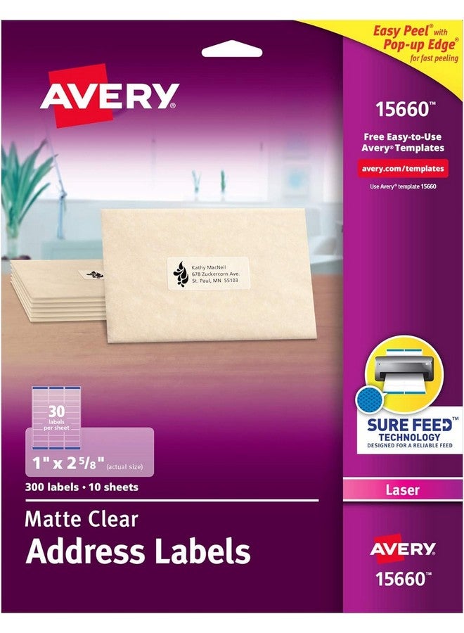 Avery Zweckform Avery Easy Peel Clear Address Labels For Laser Printers 1 X 2.625 2 Pk (15660) - Image 1