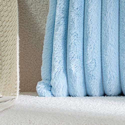 DEELAND Pack of 2,Double-Sided Faux Fur Plush Decorative Throw Pillow Covers Fuzzy Striped Soft Pillowcase Cushion Covers for Sofa Couch Bedroom Lightblue 18x18 inch - Image 2