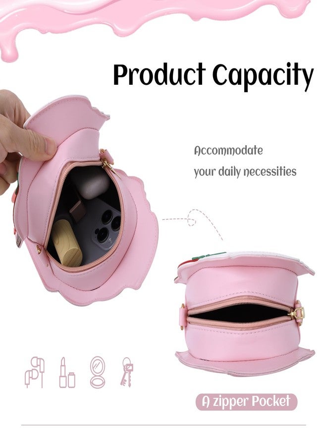KUANG! Ice Cream Shaped Shoulder Bag for Women with Bow Decoration Novelty Purse Crossbody Bag Strawberry Handbag for Girls - Image 4