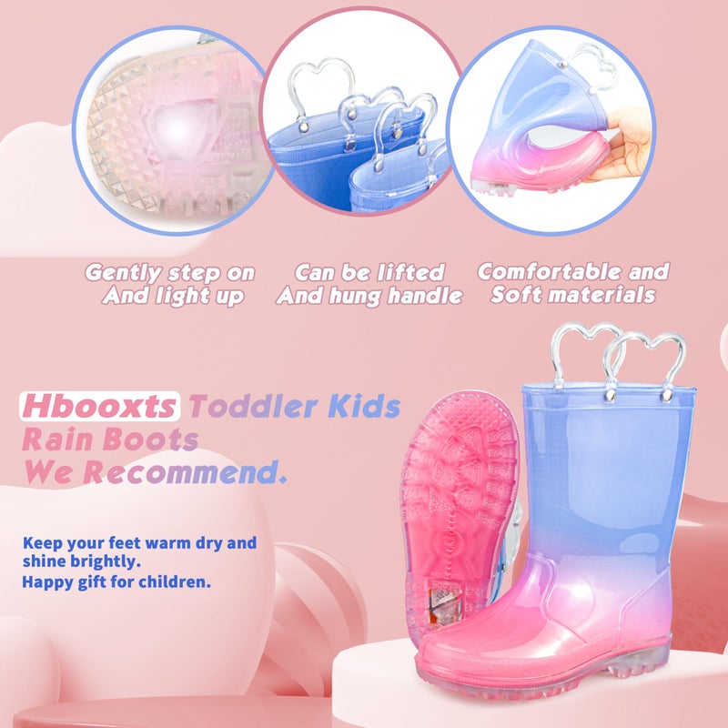 Hbxooxts Toddler Rain Boots Waterproof Rubber Kids Rain Boots for Girls and Boys with Fun Patterns and Easy-On Handles - Image 4