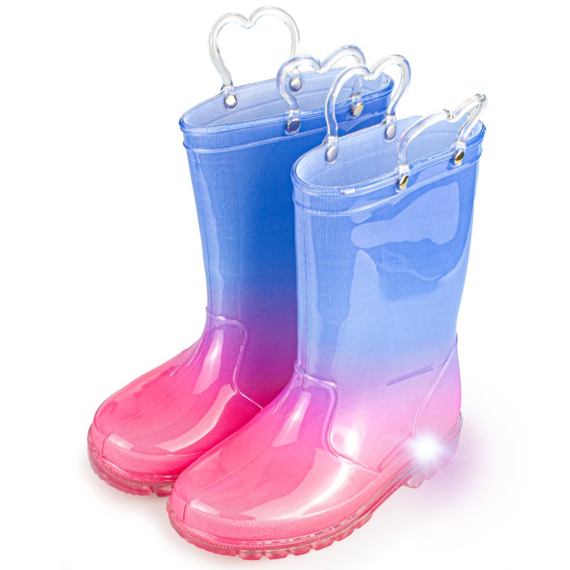 Hbxooxts Toddler Rain Boots Waterproof Rubber Kids Rain Boots for Girls and Boys with Fun Patterns and Easy-On Handles - Image 1