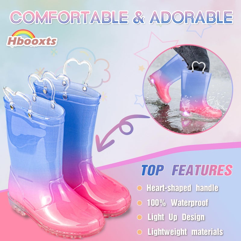 Hbxooxts Toddler Rain Boots Waterproof Rubber Kids Rain Boots for Girls and Boys with Fun Patterns and Easy-On Handles - Image 3