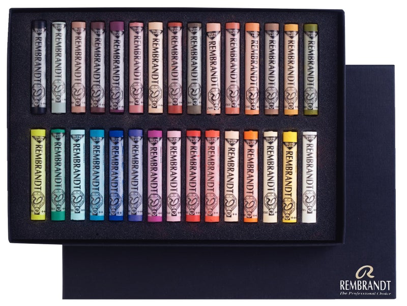 Rembrandt Royal Talens Soft Pastels General Wood Box Set, 30 Stick - Image 1
