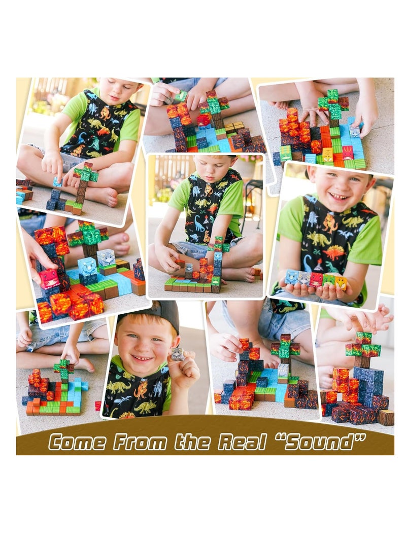 108 Volcano Magnetic Building Blocks, Magnetic Building Blocks Set, Creative Educational Toys - Volcano Dinosaur Building Blocks Set (Age 3+)  - Image 2