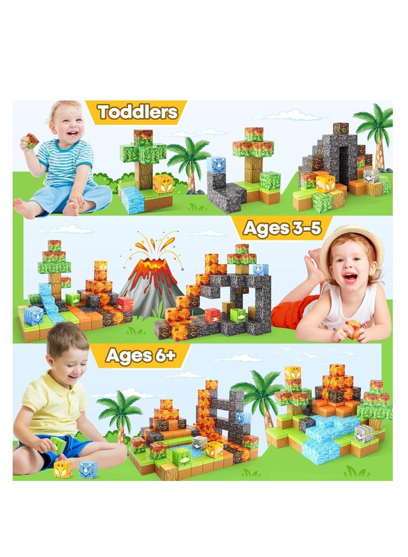 108 Volcano Magnetic Building Blocks, Magnetic Building Blocks Set, Creative Educational Toys - Volcano Dinosaur Building Blocks Set (Age 3+)  - Image 5