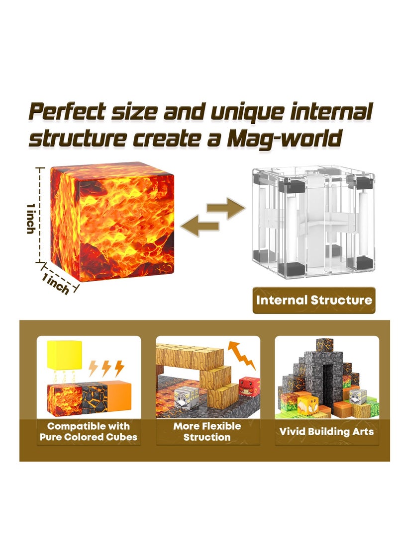 108 Volcano Magnetic Building Blocks, Magnetic Building Blocks Set, Creative Educational Toys - Volcano Dinosaur Building Blocks Set (Age 3+)  - Image 3