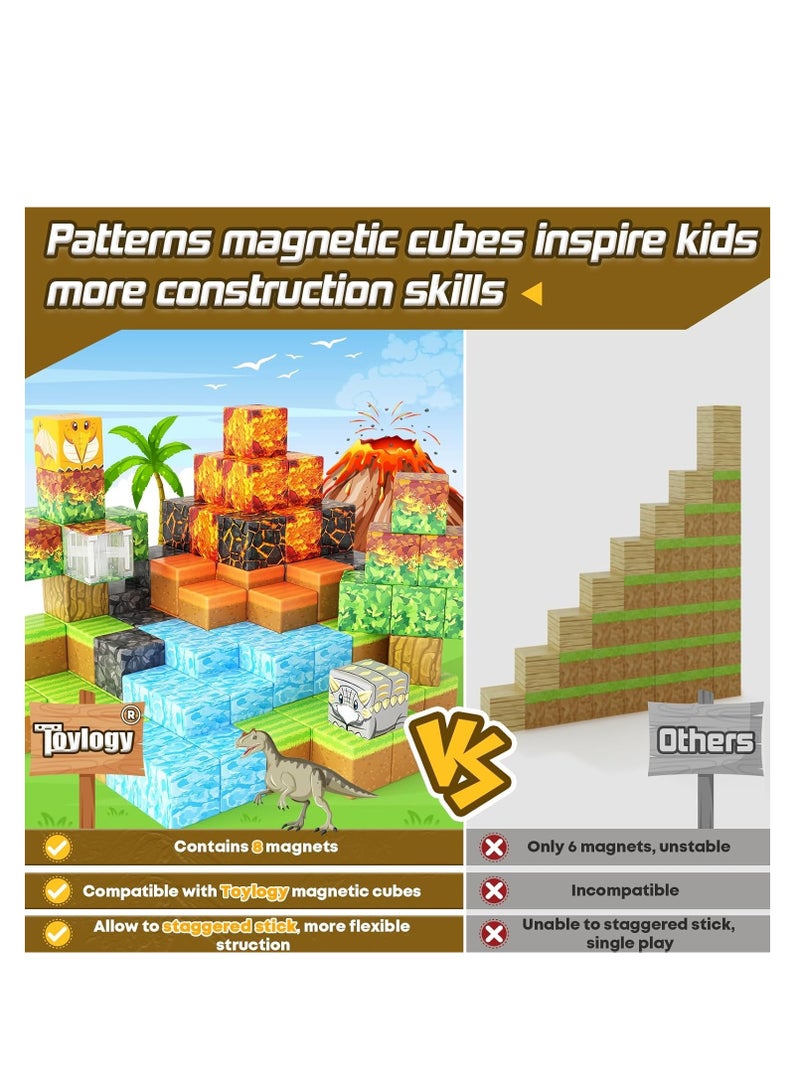 108 Volcano Magnetic Building Blocks, Magnetic Building Blocks Set, Creative Educational Toys - Volcano Dinosaur Building Blocks Set (Age 3+) - Image 3