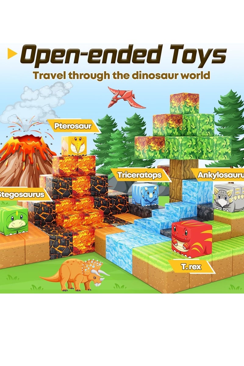 108 Volcano Magnetic Building Blocks, Magnetic Building Blocks Set, Creative Educational Toys - Volcano Dinosaur Building Blocks Set (Age 3+) - Image 5