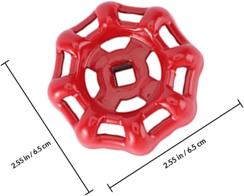 Garneck 10pcs Cast Iron Valve Hand Wheels Shutoff Handles Red Industrial Valve Handles 6x6mm 7x7mm for Industrial - Image 2