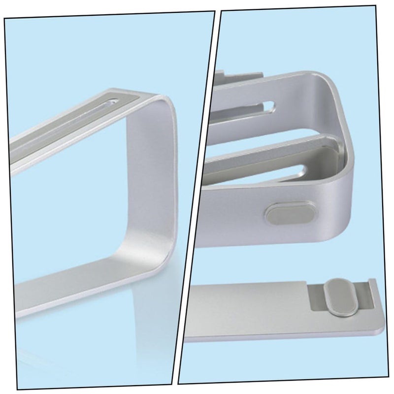 Adjustable Aluminum Laptop Stand with Detachable Tablet Bracket Anti Slip Silver Desktop Holder - Image 5