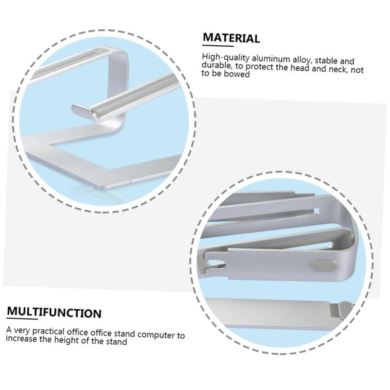 Adjustable Aluminum Laptop Stand with Detachable Tablet Bracket Anti Slip Silver Desktop Holder - Image 4