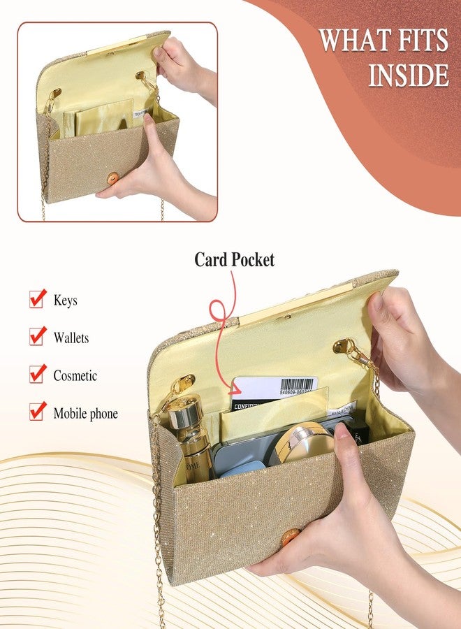 UBAYMAX Evening Bag Clutch Purses for Women Lady Girl Handbags Crossbody Bag Wedding Bag for Prom Party Wedding Engagement (Gold) - Image 5